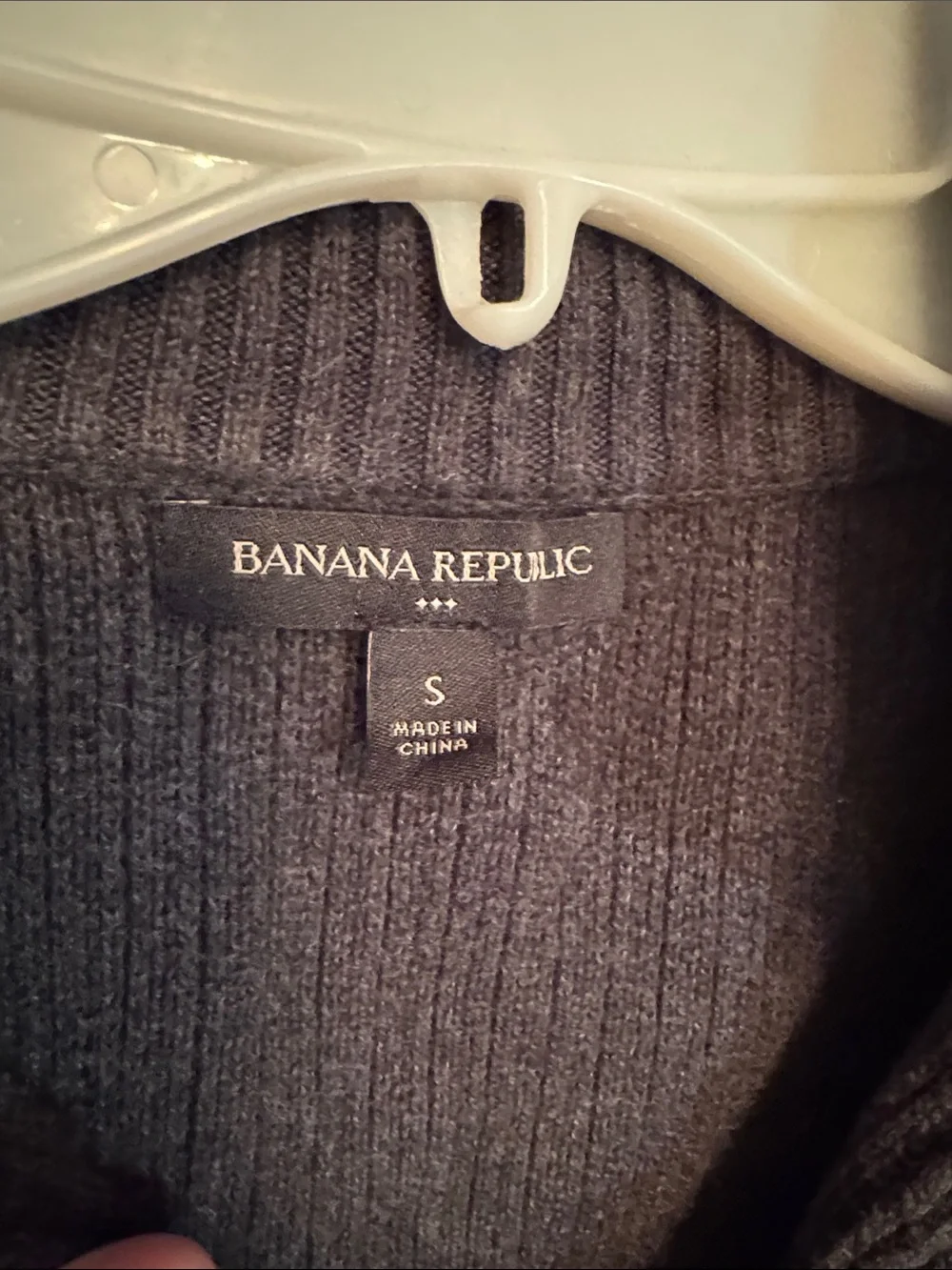 Banana Republic Men's Ribbed Shawl Collar Zip-Up Sweater - Charcoal